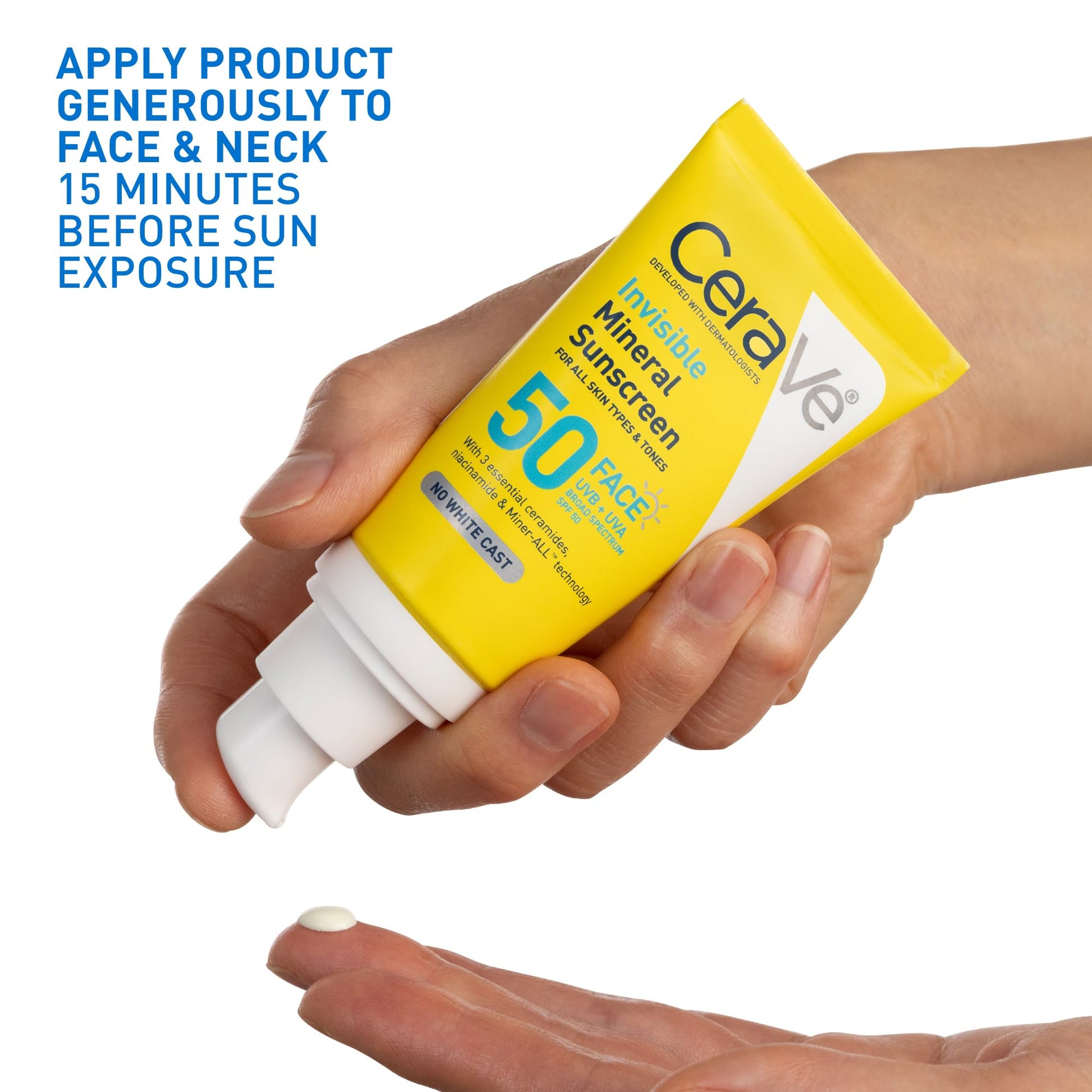 CeraVe Invisible Mineral Sunscreen SPF 50, Face Sunscreen for Sensitive Skin With Zinc Oxide & Titanium Dioxide, Vitamin E - Maple Wellness Supplements
