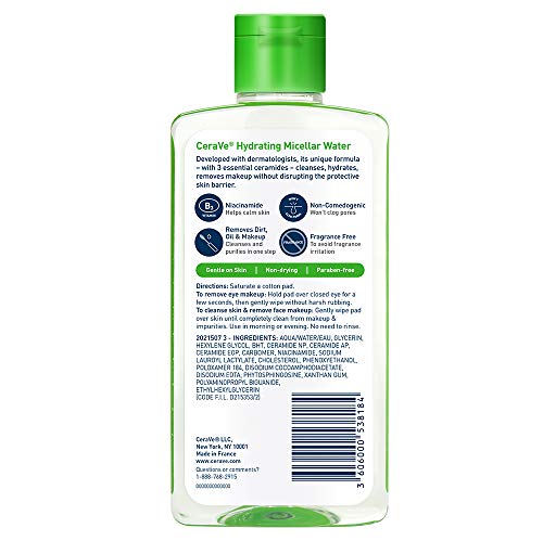CeraVe Micellar Water, Hydrating Facial Cleanser & Eye Makeup Remover with Niacinamide, Ceramides & Glycerin - Maple Wellness Supplements