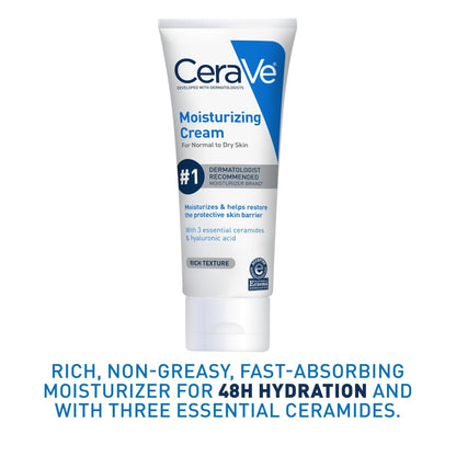 CeraVe Moisturizing Cream, Face Body Moisturizer, Normal to Dry Skin, 8 Fl Oz - Maple Wellness Supplements