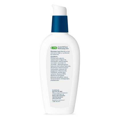 CeraVe PM Facial Moisturizing Lotion, Night Cream with Hyaluronic Acid and Niacinamide - Maple Wellness Supplements
