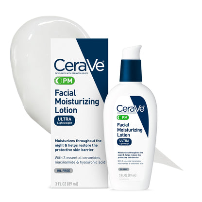 CeraVe PM Facial Moisturizing Lotion, Night Cream with Hyaluronic Acid and Niacinamide - Maple Wellness Supplements