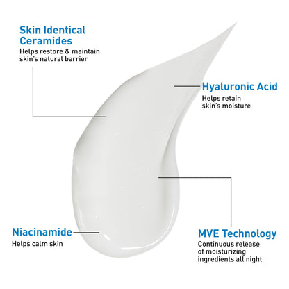 CeraVe PM Facial Moisturizing Lotion, Night Cream with Hyaluronic Acid and Niacinamide - Maple Wellness Supplements