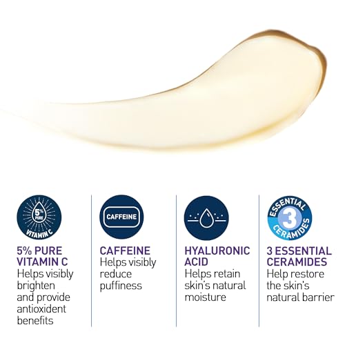 CeraVe Skin Renewing Vitamin C Eye Cream, Vitamin C, Hyaluronic Acid, Ceramides & Caffeine, Under Eye Cream For Dark Circles and Puffiness - Maple Wellness Supplements