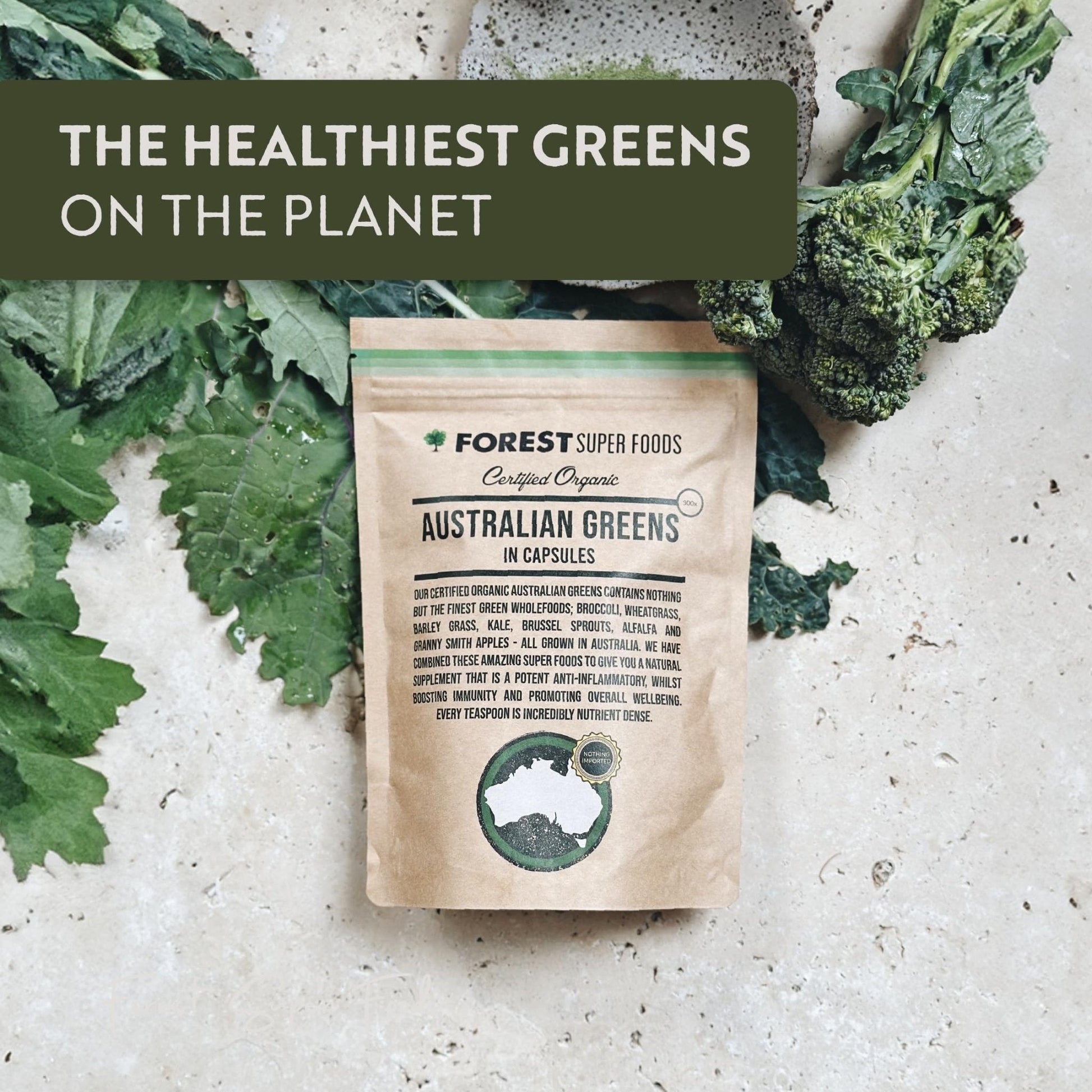 Certified Organic Australian Greens Whole Food Blend | 7 Incredible Whole Foods | No fillers or additives - Maple Wellness Supplements
