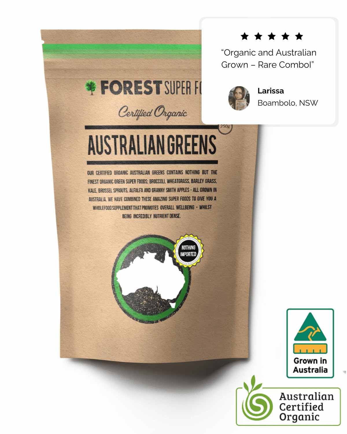 Certified Organic Australian Greens Whole Food Blend | 7 Incredible Whole Foods | No fillers or additives - Maple Wellness Supplements