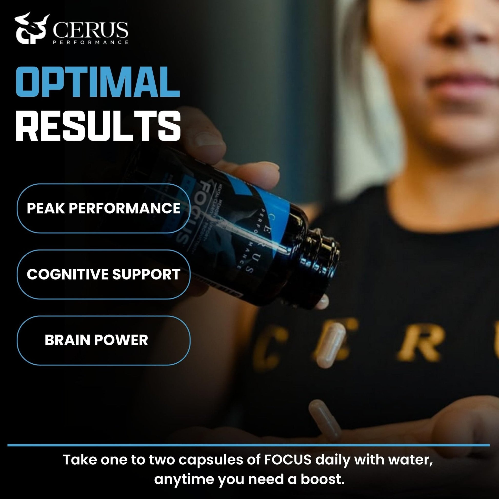Cerus Performance Focus Nootropic Supplement - Enhances Mental Clarity, Boosts Memory & Cognitive Function, Improves Alertness - Ideal for Athletes & Fitness Enthusiasts - 60 Capsules - Maple Wellness Supplements