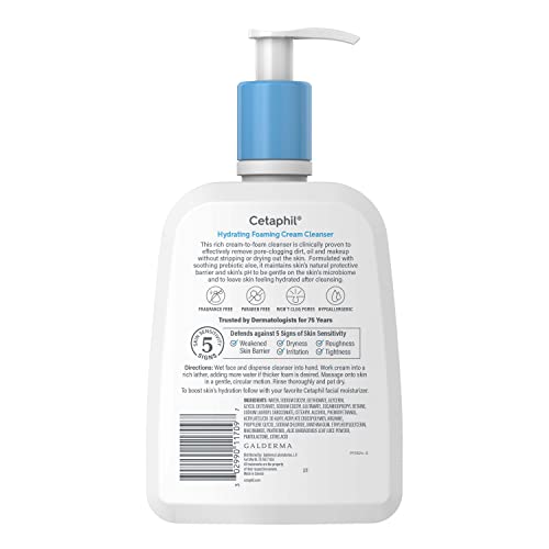 Cetaphil Cream to Foam Face Wash, Hydrating Foaming Cream Cleanser, 16 oz, For Normal to Dry, Sensitive Skin - Maple Wellness Supplements