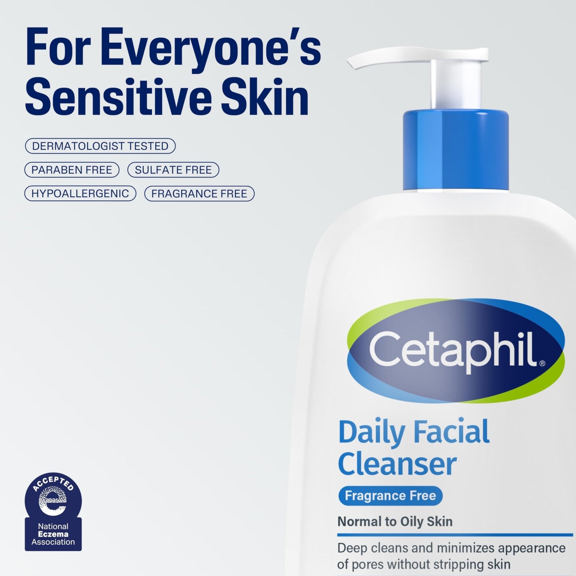Cetaphil Face Wash, Daily Facial Cleanser for Sensitive, Combination to Oily Skin, 16 Oz, Fragrance Free - Maple Wellness Supplements