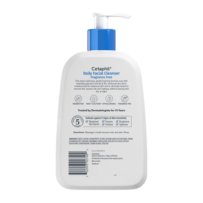 Cetaphil Face Wash, Daily Facial Cleanser for Sensitive, Combination to Oily Skin, 16 Oz, Fragrance Free - Maple Wellness Supplements