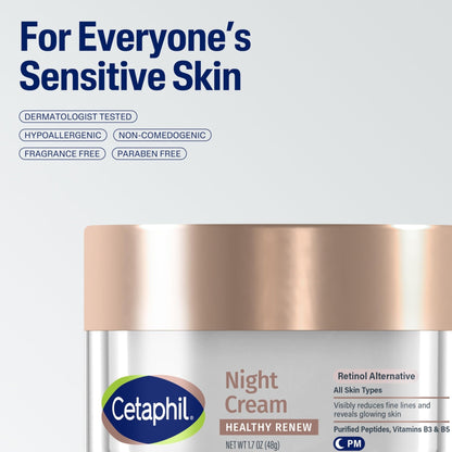 Cetaphil Healthy Renew Skin Tightening Night Cream 1.7 Oz, Wrinkle Repair Cream for Face with Peptides - Maple Wellness Supplements