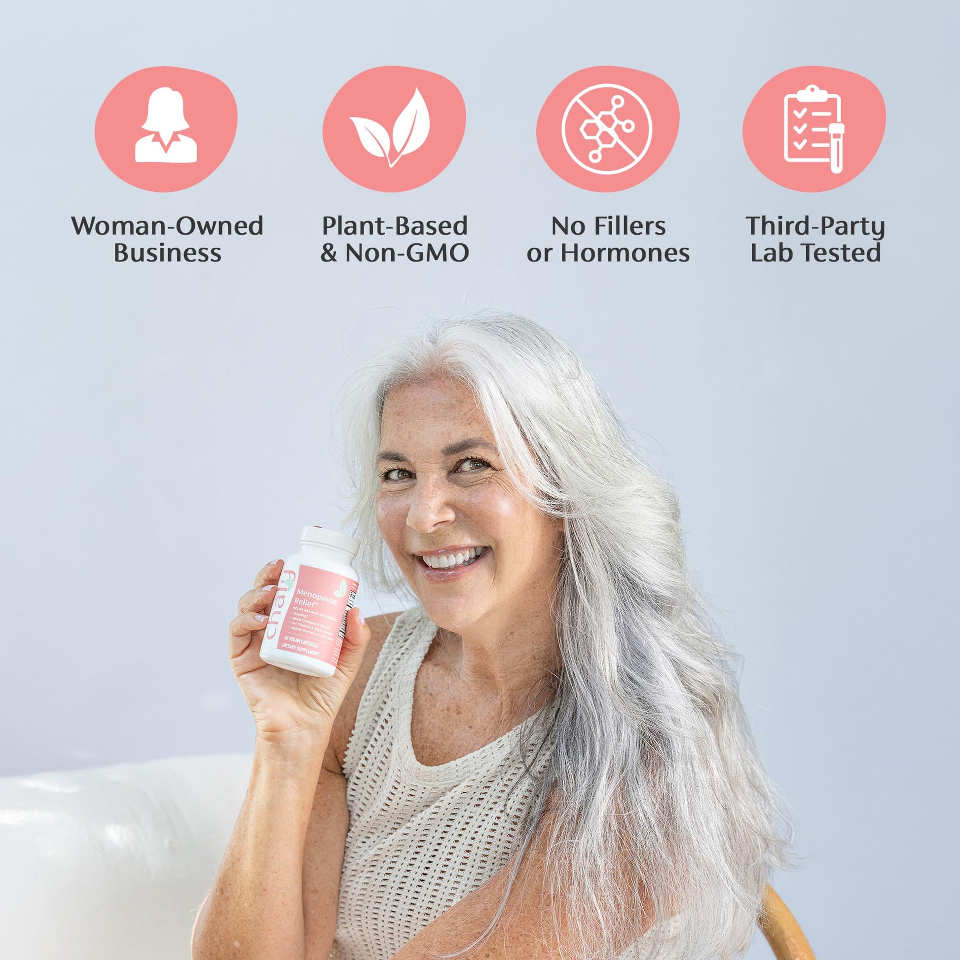 Chaly Menopause Supplements for Women with Ashwagandha KSM 66 and Saffron | Hot Flash, Bloating, Libido, Vaginal Dryness, Stress, and Mood Support Supplement | Menopause Relief Supplements | 60 Count - Maple Wellness Supplements