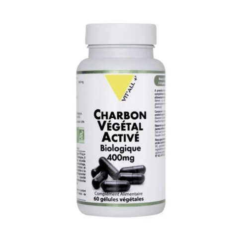 Charbon végétal activé BIO 400 mg 60 gélules végétales VIT'ALL+ - Maple Wellness Supplements