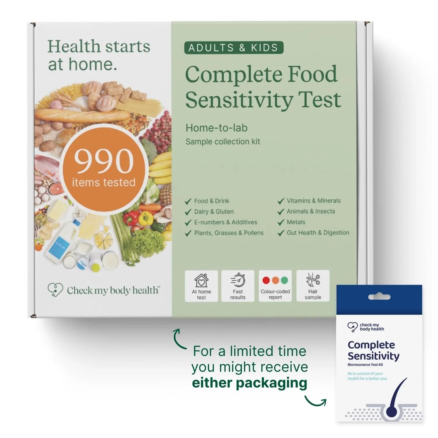 Check My Body Health 990 Items Complete Food Sensitivity Test Kit for Adults and Kids – Non-Invasive Food Intolerance Test Kit – at-Home Hair Sample Bioresonance Testing with Results in 3–5 Days - Maple Wellness Supplements