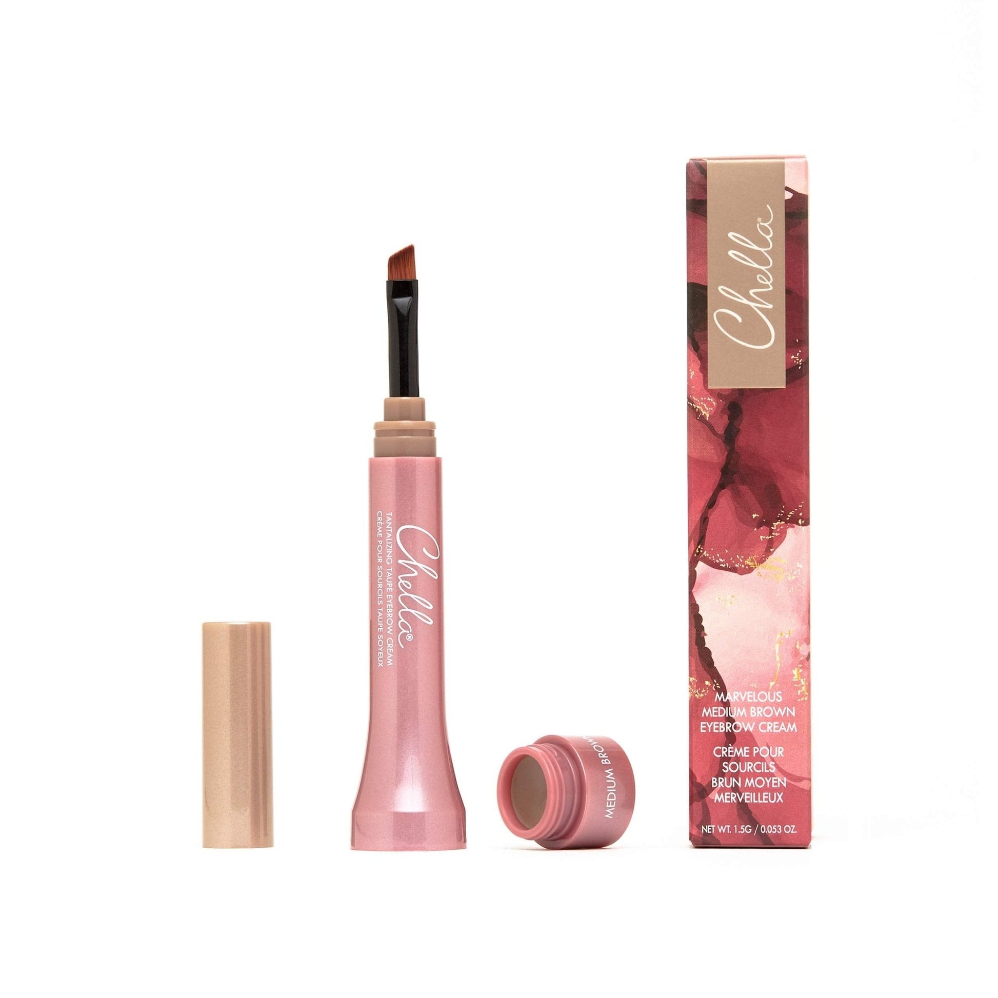 Chella Eyebrow Cream, Marvelous Medium Brown - Vegan, Cruelty Free, Paraben Free, Gluten Free Eyebrow Pomade Makeup - Long Wearing, Velvet Consistency, Water Proof - Maple Wellness Supplements