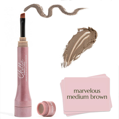 Chella Eyebrow Cream, Marvelous Medium Brown - Vegan, Cruelty Free, Paraben Free, Gluten Free Eyebrow Pomade Makeup - Long Wearing, Velvet Consistency, Water Proof - Maple Wellness Supplements