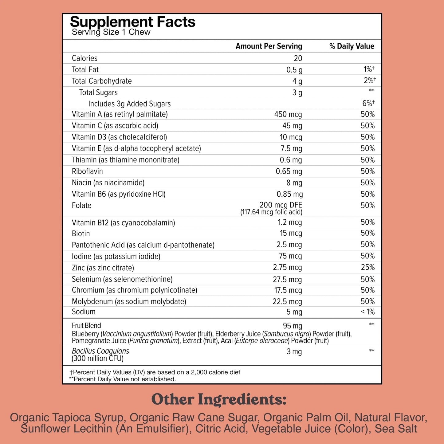 Chewsy Kids’ Multivitamin, Delicious Candy-Style Daily Vitamin Chews + Probiotics + Superfoods, Wild Berry Flavor Chewable Fruity Supplement Chews - Maple Wellness Supplements