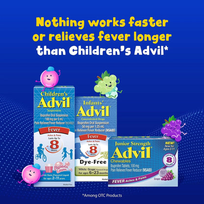 Children's Advil Pain Reliever and Fever Reducer, Dye Free and Sugar Free Ibuprofen Oral Suspension, Berry Flavored - 4 Fl Oz - Maple Wellness Supplements