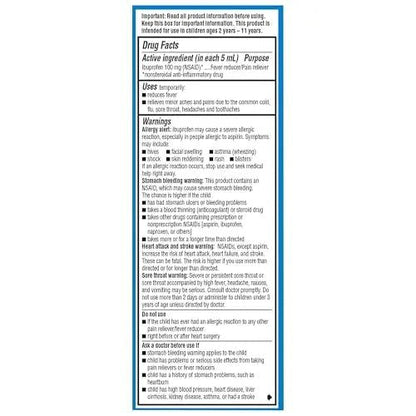 Children's Advil Pain Reliever and Fever Reducer, Dye Free and Sugar Free Ibuprofen Oral Suspension, Berry Flavored - 4 Fl Oz - Maple Wellness Supplements