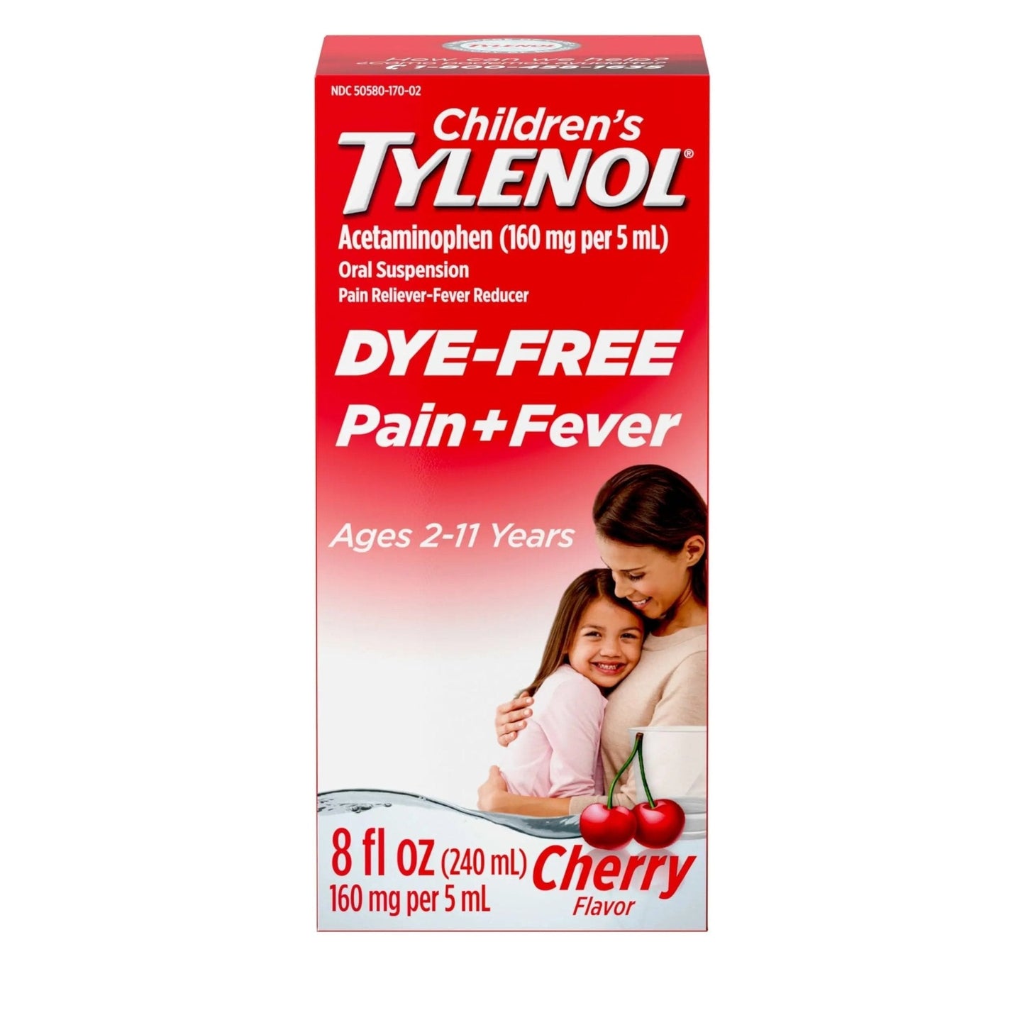 Children's Tylenol Liquid Pain Relief & Fever Medicine, Oral Suspension, Dye-Free, Acetaminophen, No Aspirin, No Ibuprofen, No High Fructose Corn Syrup; Cherry Flavor, 8 fl. oz.; Pack of 1 - Maple Wellness Supplements