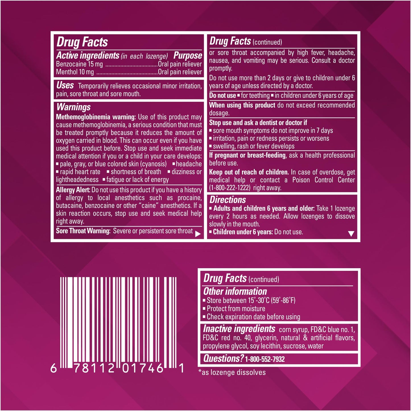 Chloraseptic Max Strength Sore Throat Relief Lozenges, Wild Berry, Drops with Liquid Center to Numb Sore Throat, 15 Count - Maple Wellness Supplements