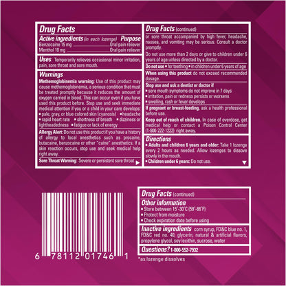 Chloraseptic Max Strength Sore Throat Relief Lozenges, Wild Berry, Drops with Liquid Center to Numb Sore Throat, 15 Count - Maple Wellness Supplements