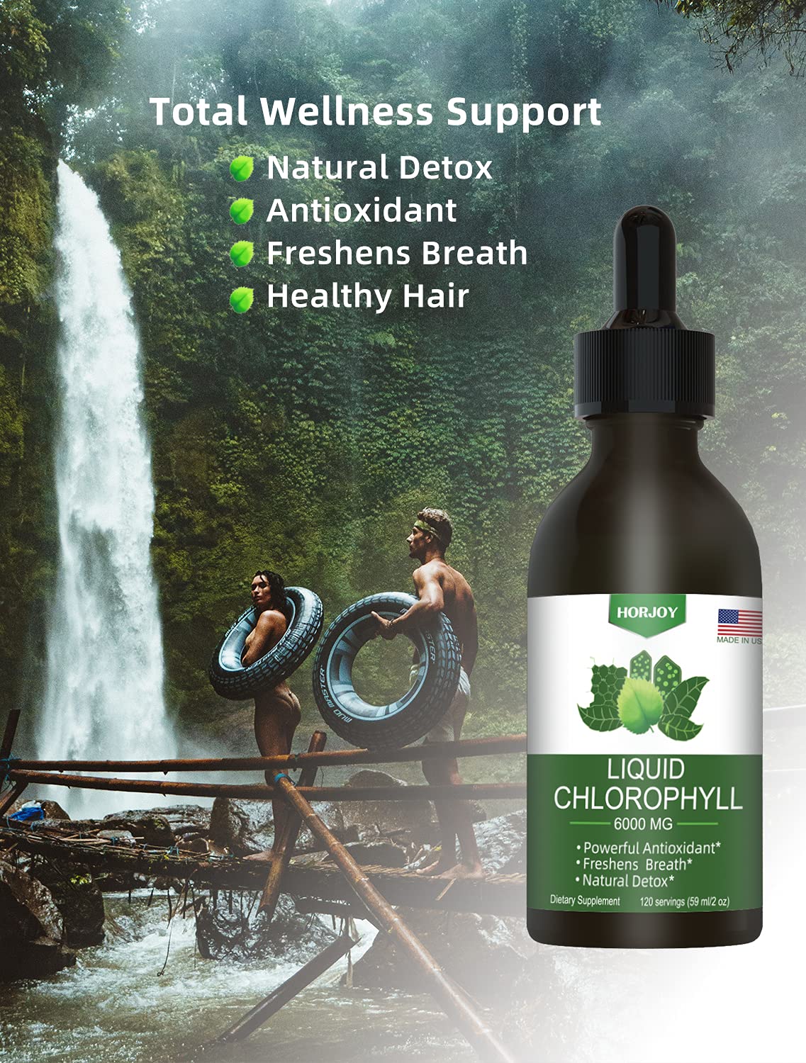 Chlorophyll Liquid Drops - 100% Natural Energy Booster and Immune Support - Internal Deodorant and Detox - Altitude Sickness Relief - Fast Absorption - Maple Wellness Supplements