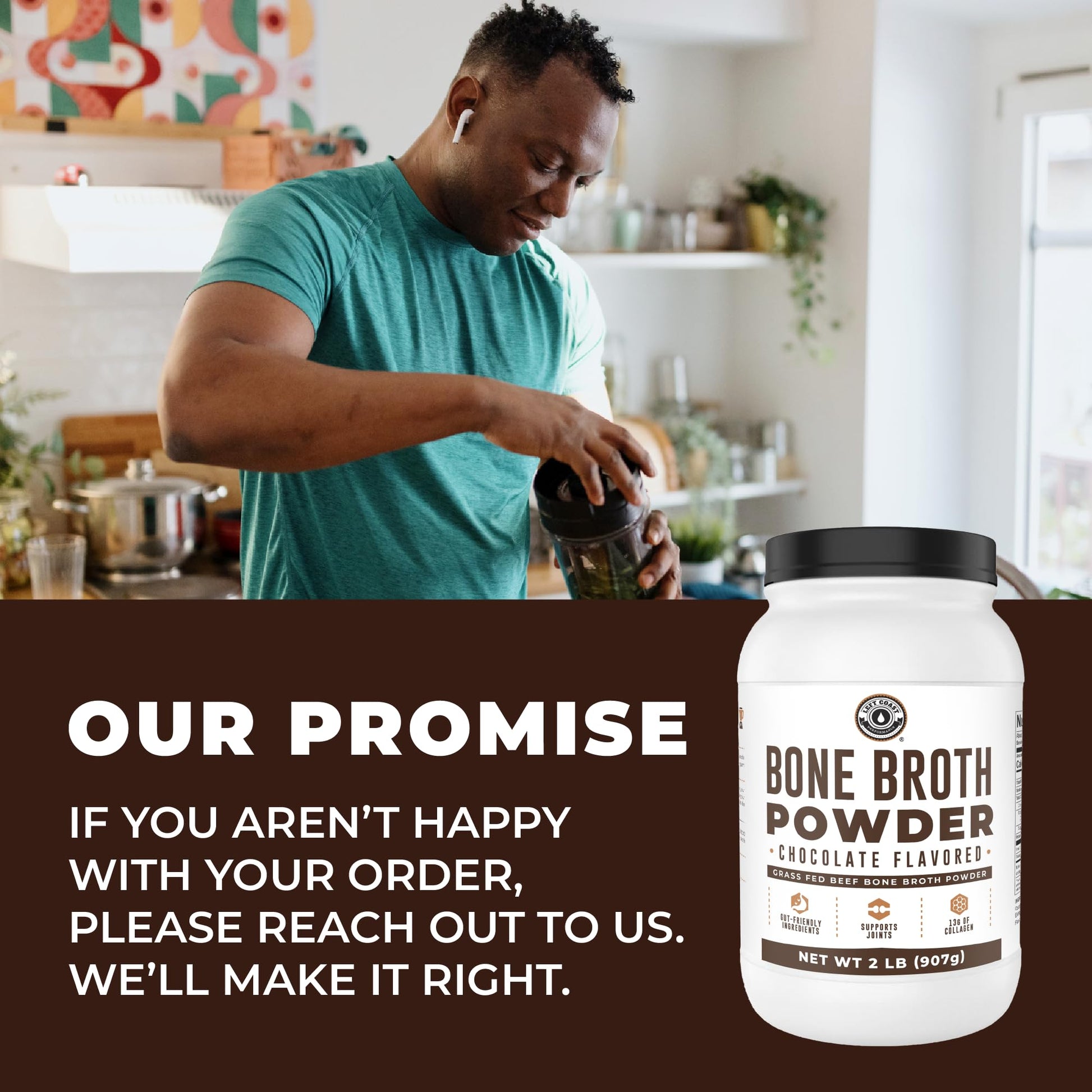Chocolate Bone Broth Protein Powder - 100% Grass Fed Beef Bone Broth with 16g Protein & 13g Collagen per Serving - Great for Shakes & Hot Chocolate - Keto Friendly Low Carb - Maple Wellness Supplements