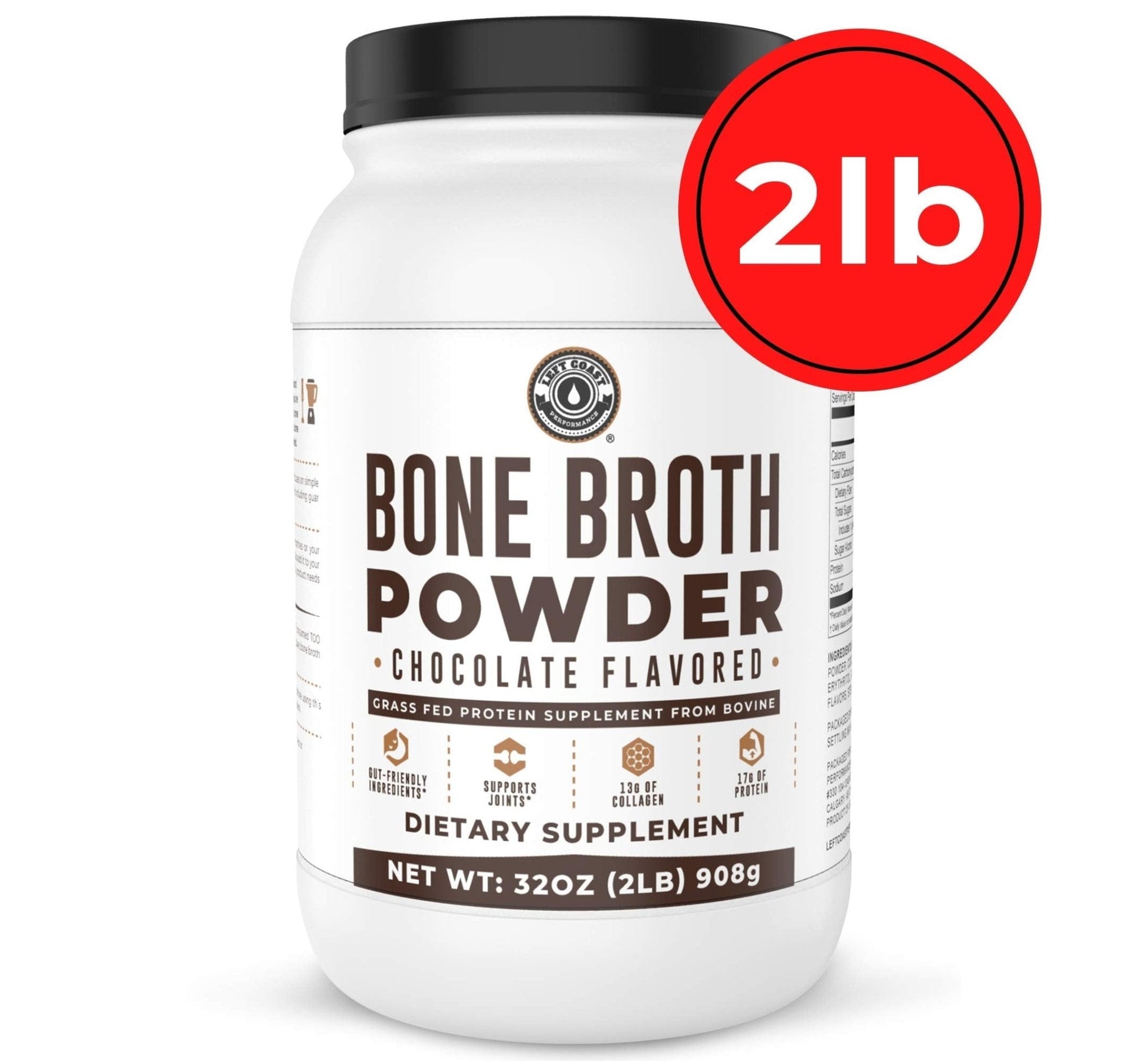 Chocolate Bone Broth Protein Powder - 100% Grass Fed Beef Bone Broth with 16g Protein & 13g Collagen per Serving - Great for Shakes & Hot Chocolate - Keto Friendly Low Carb - Maple Wellness Supplements