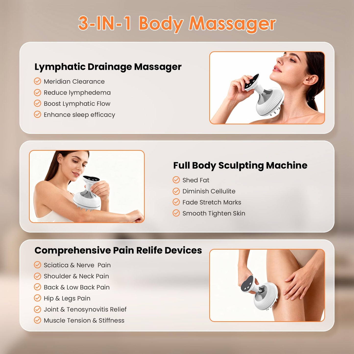 Choufaly Lymphatic Drainage Massager & Anti Cellulite Massage Tool, Helps Reduce Stretch Marks & Cellulite, for Legs, Arms & Belly, Body Sculpting Machine with Microcurrent & Light & Heat & Vibration - Maple Wellness Supplements