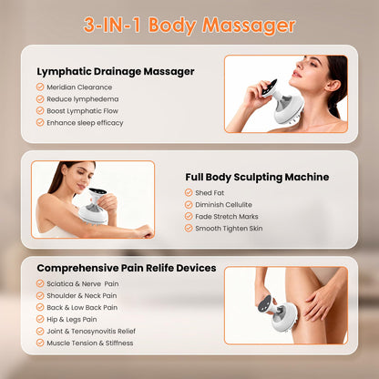 Choufaly Lymphatic Drainage Massager & Anti Cellulite Massage Tool, Helps Reduce Stretch Marks & Cellulite, for Legs, Arms & Belly, Body Sculpting Machine with Microcurrent & Light & Heat & Vibration - Maple Wellness Supplements