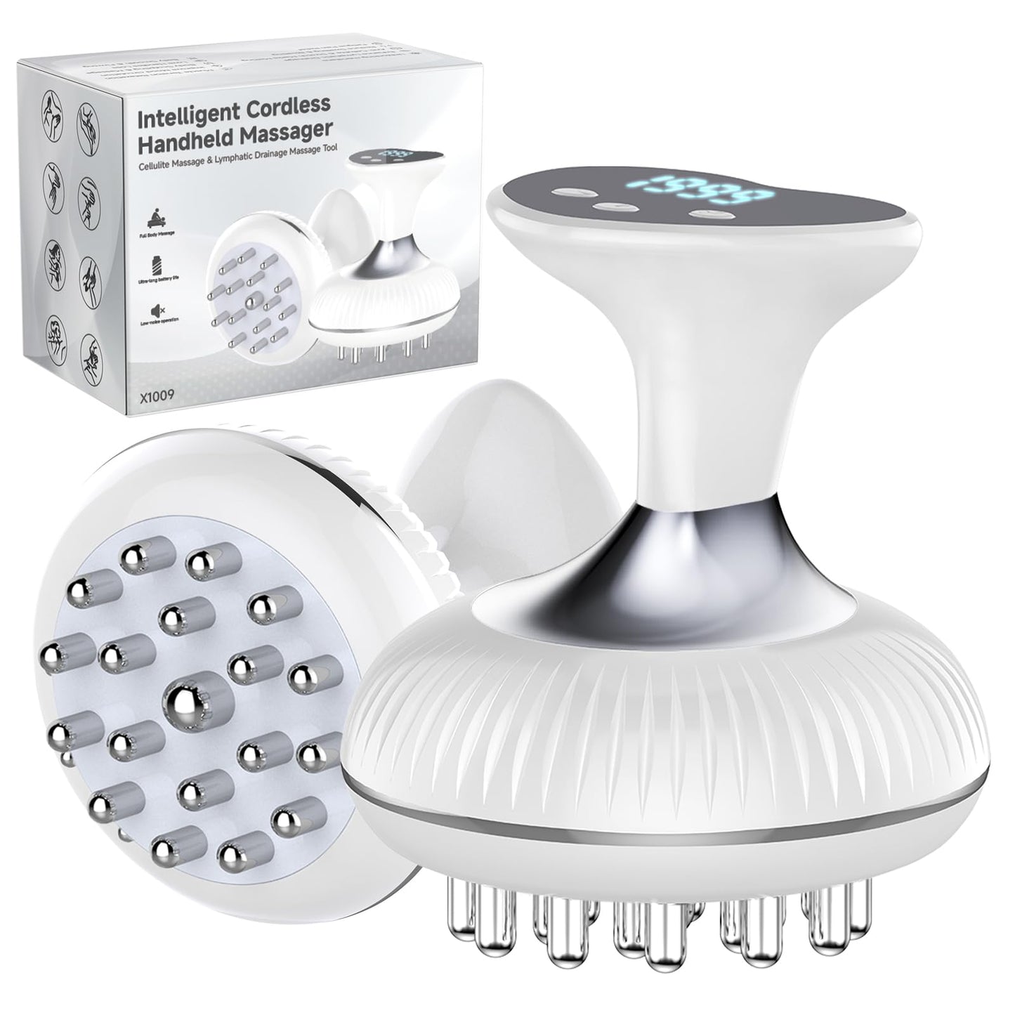 Choufaly Lymphatic Drainage Massager & Anti Cellulite Massage Tool, Helps Reduce Stretch Marks & Cellulite, for Legs, Arms & Belly, Body Sculpting Machine with Microcurrent & Light & Heat & Vibration - Maple Wellness Supplements