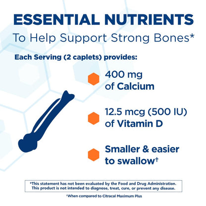 Citracal Petites, 400 mg Calcium Citrate, Easily Absorbed and Highly Soluble with 12.5 mcg - Maple Wellness Supplements