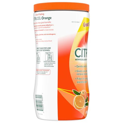 CITRUCEL Fiber Powder for Occasional Constipation Relief, Methylcellulose Fiber Powder, Orange Flavor - 30 Ounces - Maple Wellness Supplements