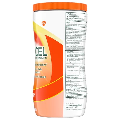 CITRUCEL Fiber Powder for Occasional Constipation Relief, Methylcellulose Fiber Powder, Orange Flavor - 30 Ounces - Maple Wellness Supplements