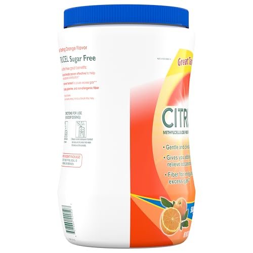 CITRUCEL Sugar Free Fiber Powder for Occasional Constipation Relief, Methylcellulose Fiber Powder, Orange Flavor - 32 Ounces - Maple Wellness Supplements