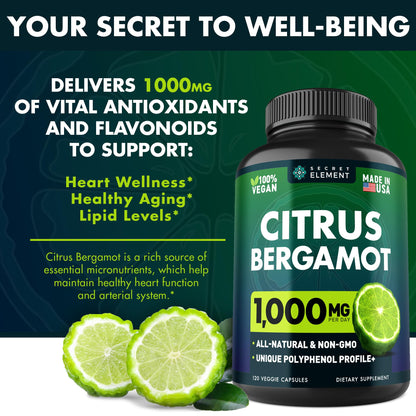 Citrus Bergamot Extract 1000mg - Citrus Bergamot Supplement for Heart, Immune System - Maple Wellness Supplements