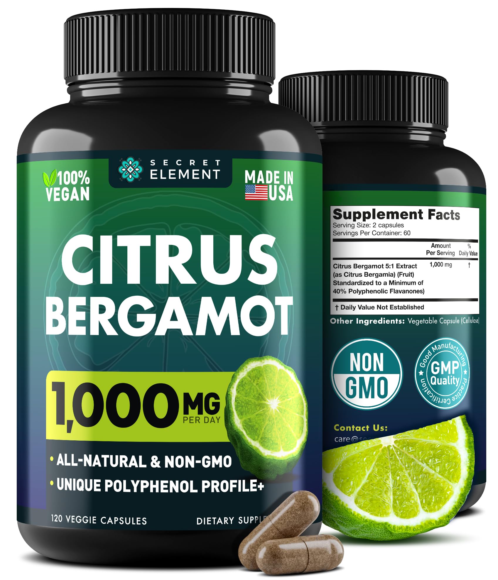 Citrus Bergamot Extract 1000mg - Citrus Bergamot Supplement for Heart, Immune System - Maple Wellness Supplements