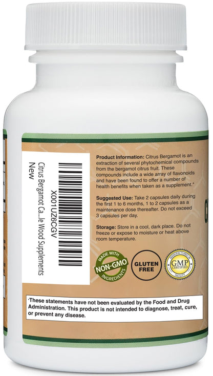 Citrus Bergamot Supplement, 1000mg, 60 Capsules - Supports Healthy Cholesterol & Triglyceride Levels - 1,000mg Servings - Maple Wellness Supplements