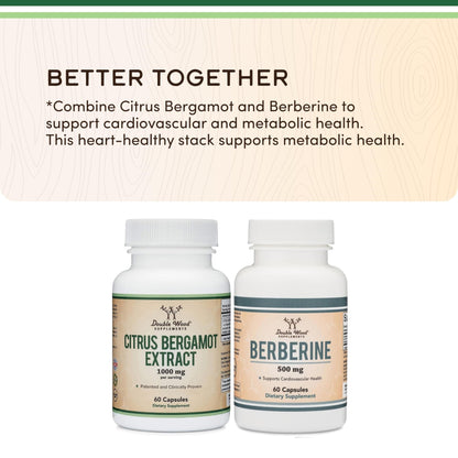 Citrus Bergamot Supplement, 1000mg, 60 Capsules - Supports Healthy Cholesterol & Triglyceride Levels - 1,000mg Servings - Maple Wellness Supplements