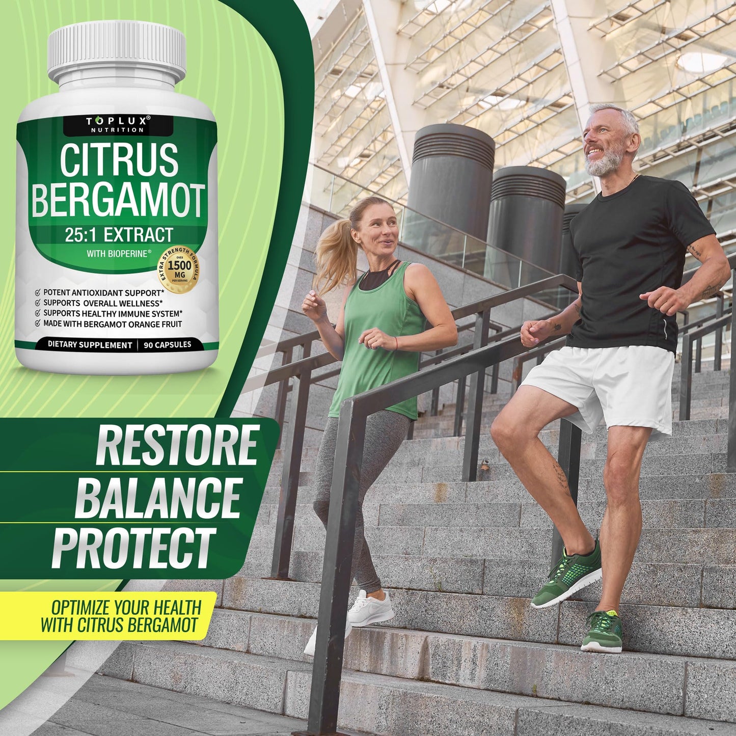 Citrus Bergamot Supplement 1500mg - 25:1 Bergamot Extract to Support Overall Health, Immune System, Potent Antioxidant High Absorption Natural - Maple Wellness Supplements