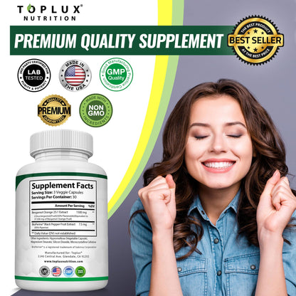Citrus Bergamot Supplement 1500mg - 25:1 Bergamot Extract to Support Overall Health, Immune System, Potent Antioxidant High Absorption Natural - Maple Wellness Supplements