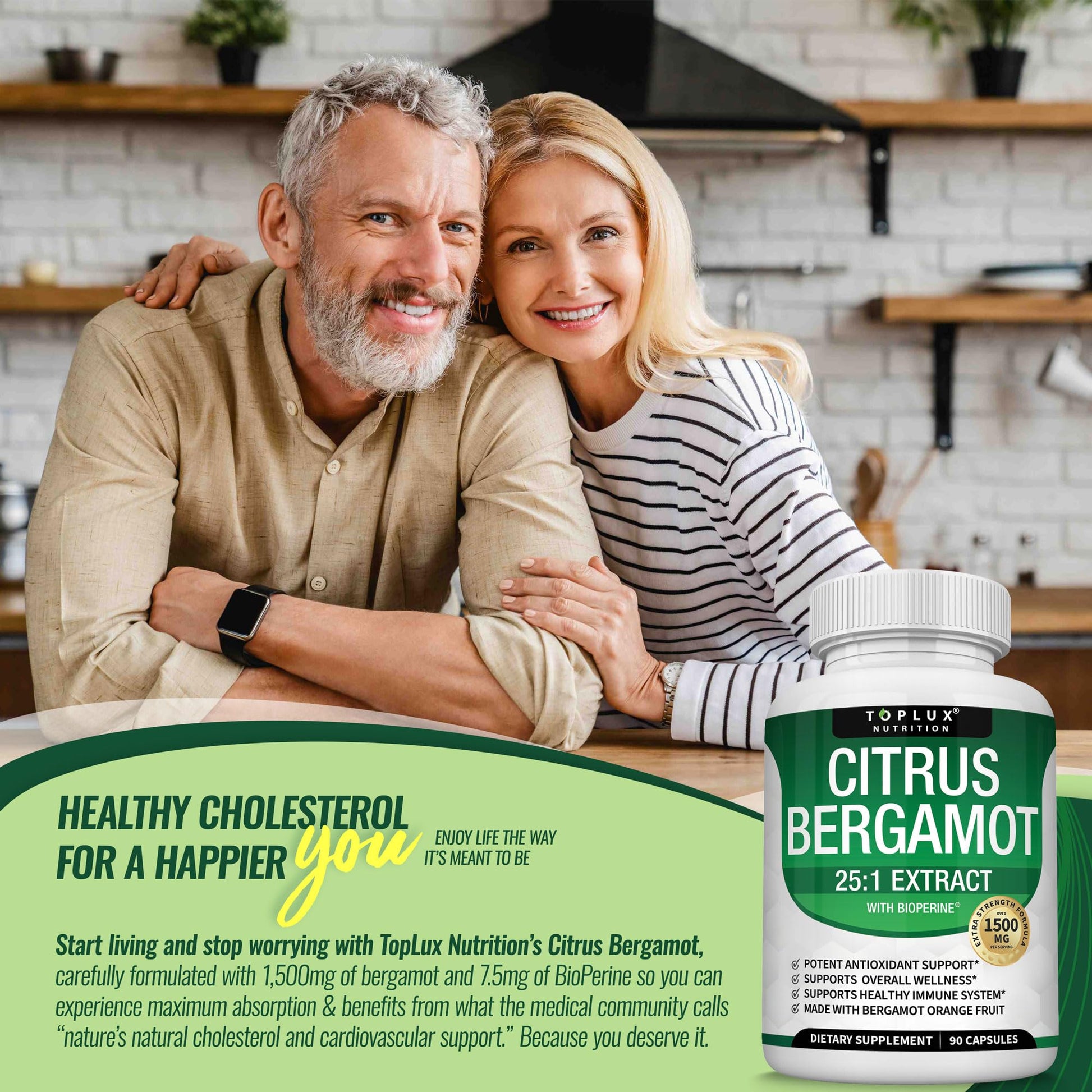 Citrus Bergamot Supplement 1500mg - 25:1 Bergamot Extract to Support Overall Health, Immune System, Potent Antioxidant High Absorption Natural - Maple Wellness Supplements