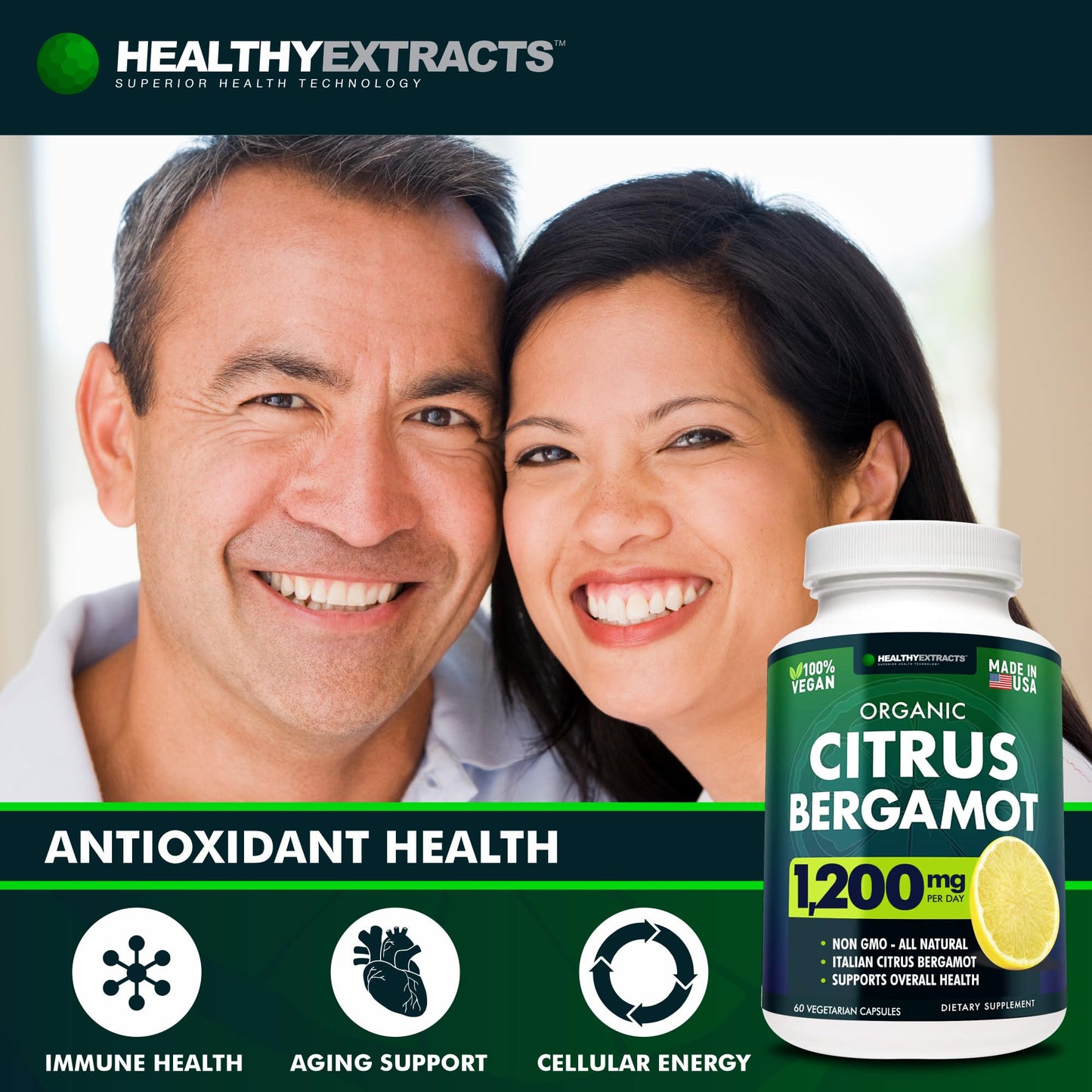 Citrus Bergamot Supplement – 150:1 Extract, 1200mg per Serving, 70% Polyphenols, Italian Sourced, 60 Count, 1 Month Supply, Made in the USA - Maple Wellness Supplements