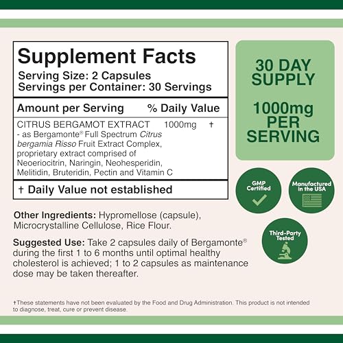 Citrus Bergamot Supplement - Only Patented, Clinically Proven Bergamot Extract - 1,000mg - Maple Wellness Supplements