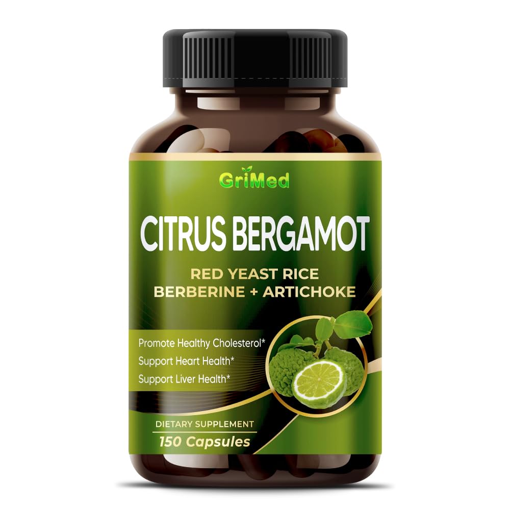 Citrus Bergamot with Red Yeast Rice, Garlic, Artichoke for Healthy Cholesterol, Heart Health (150 Count (Pack of 1)) - Maple Wellness Supplements