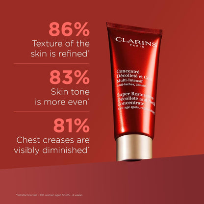 Clarins Super Restorative Décolleté and Neck Concentrate | Deeply Replenishing, Anti-Aging Cream For Mature Skin | Skin Texture Is Refined and Chest Creases Are Visibly Diminished After 4 Weeks* - Maple Wellness Supplements