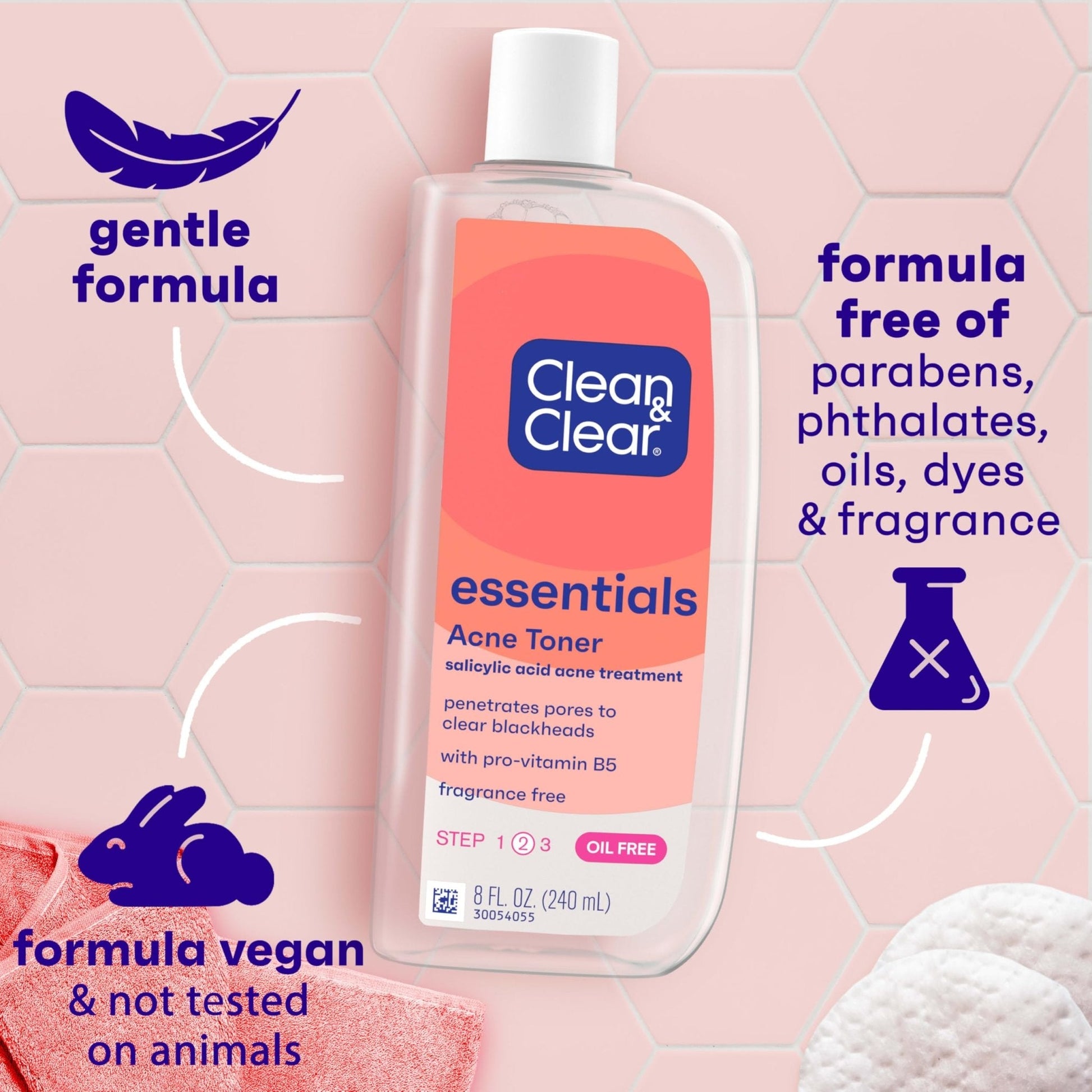 Clean & Clear Essentials Oil-Free Acne Toner, 2% Salicylic Acid Acne Treatment with Pro-Vitamin B5, Deep Pore Facial Toner - Maple Wellness Supplements