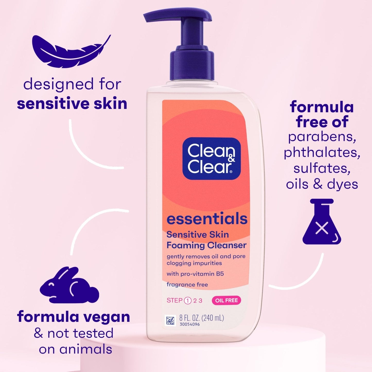 Clean & Clear Essentials Oil-Free Foaming Facial Cleanser, Daily Foaming Face Wash with Pro-Vitamin B5 for Sensitive Skin - Maple Wellness Supplements