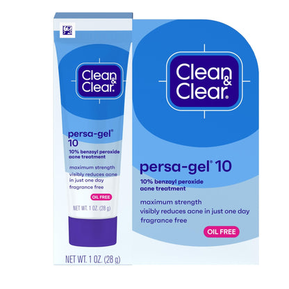 Clean & Clear Persa-Gel 10 Oil-Free Acne Spot Treatment with Maximum Strength 10% Benzoyl Peroxide, Topical Pimple - Maple Wellness Supplements