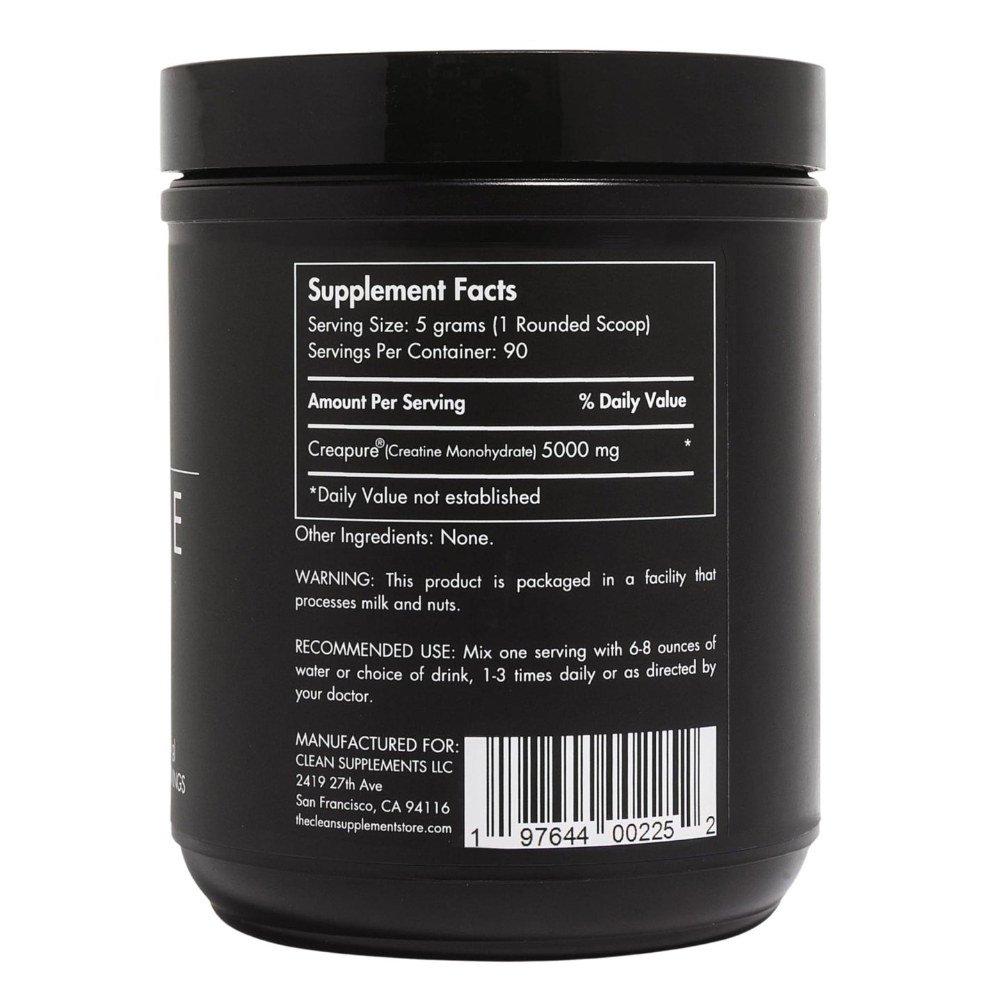 CLEAN Creatine - 100% Creapure® Creatine Monohydrate Powder for Muscle Health, Performance and Cognitive Support | 3rd Party Certified by NSF | 90 Servings | Unflavored | Vegan, Keto, and Gluten-Free - Maple Wellness Supplements